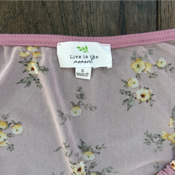 Floral Long Sleeve Sheer Crop Top - Picture 3 of 5